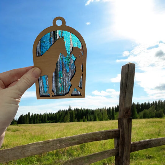 Custom Cowgirl & Horse Sun Catcher – A Rustic Tribute to the Bond We Love