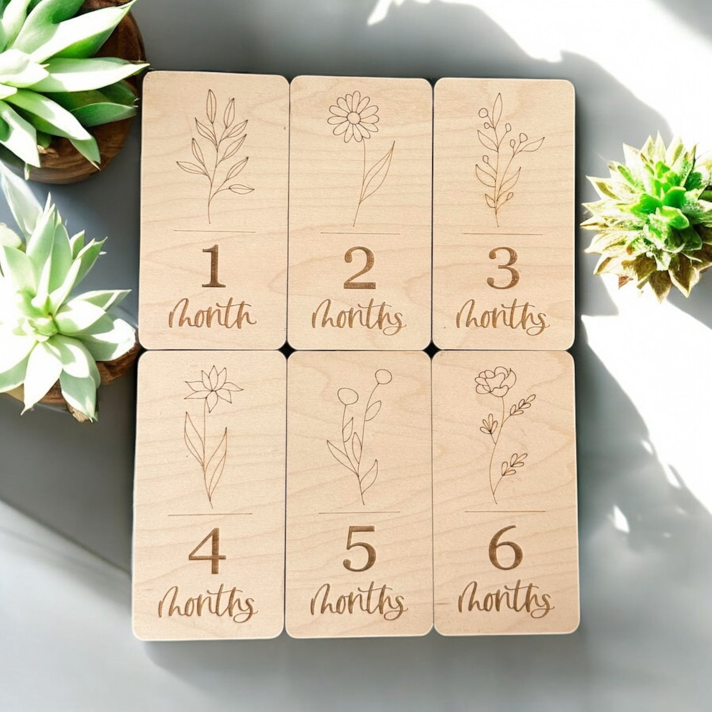 Wildflower Wooden Milestone Markers