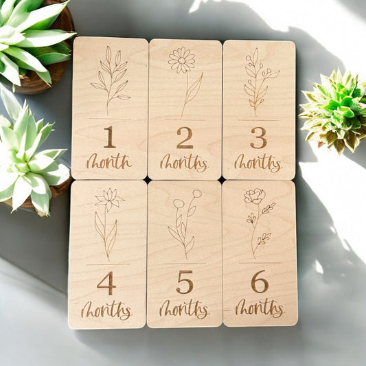 Wildflower Wooden Milestone Markers