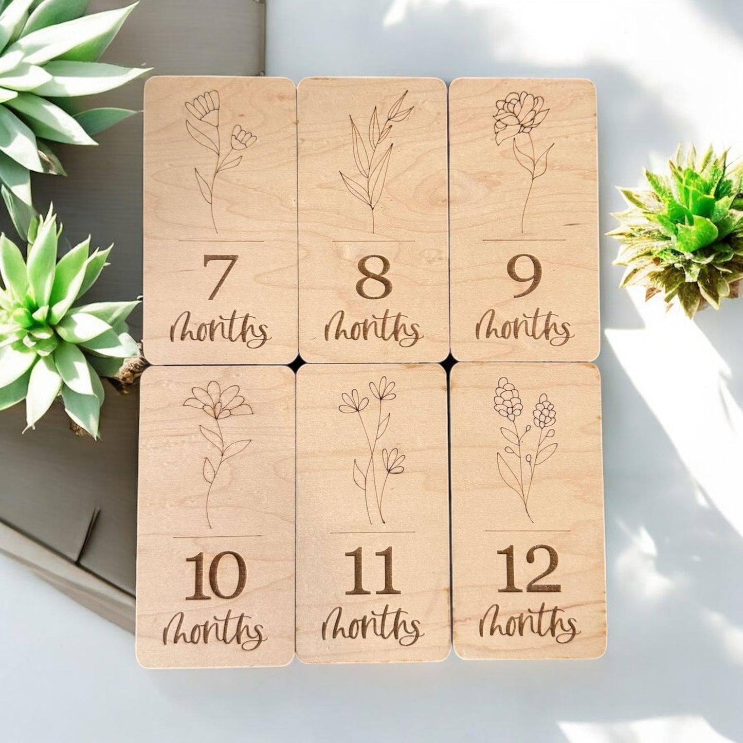 Wildflower Wooden Milestone Markers
