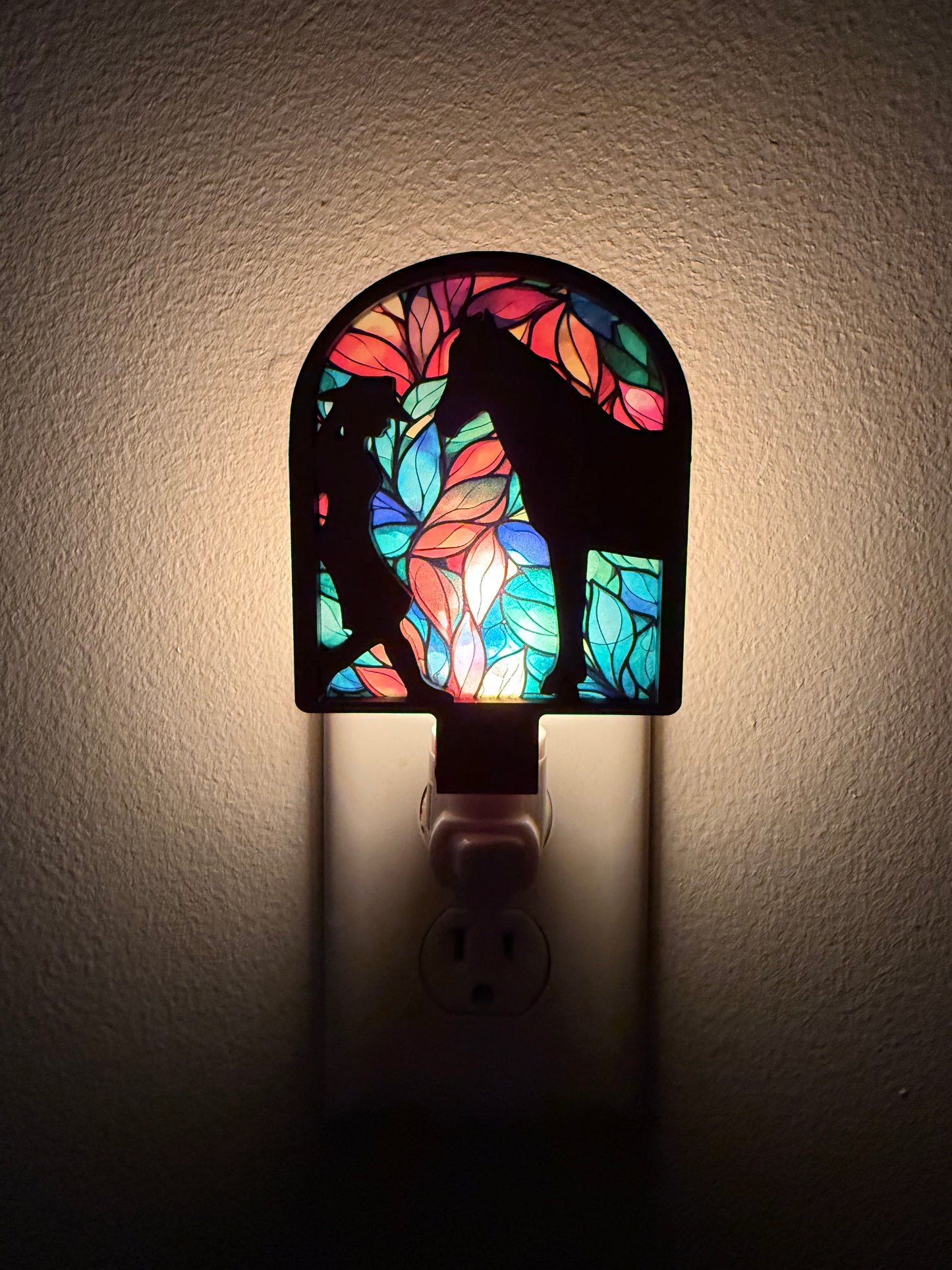 Custom Cowgirl & Horse Nightlight – You Choose the Background