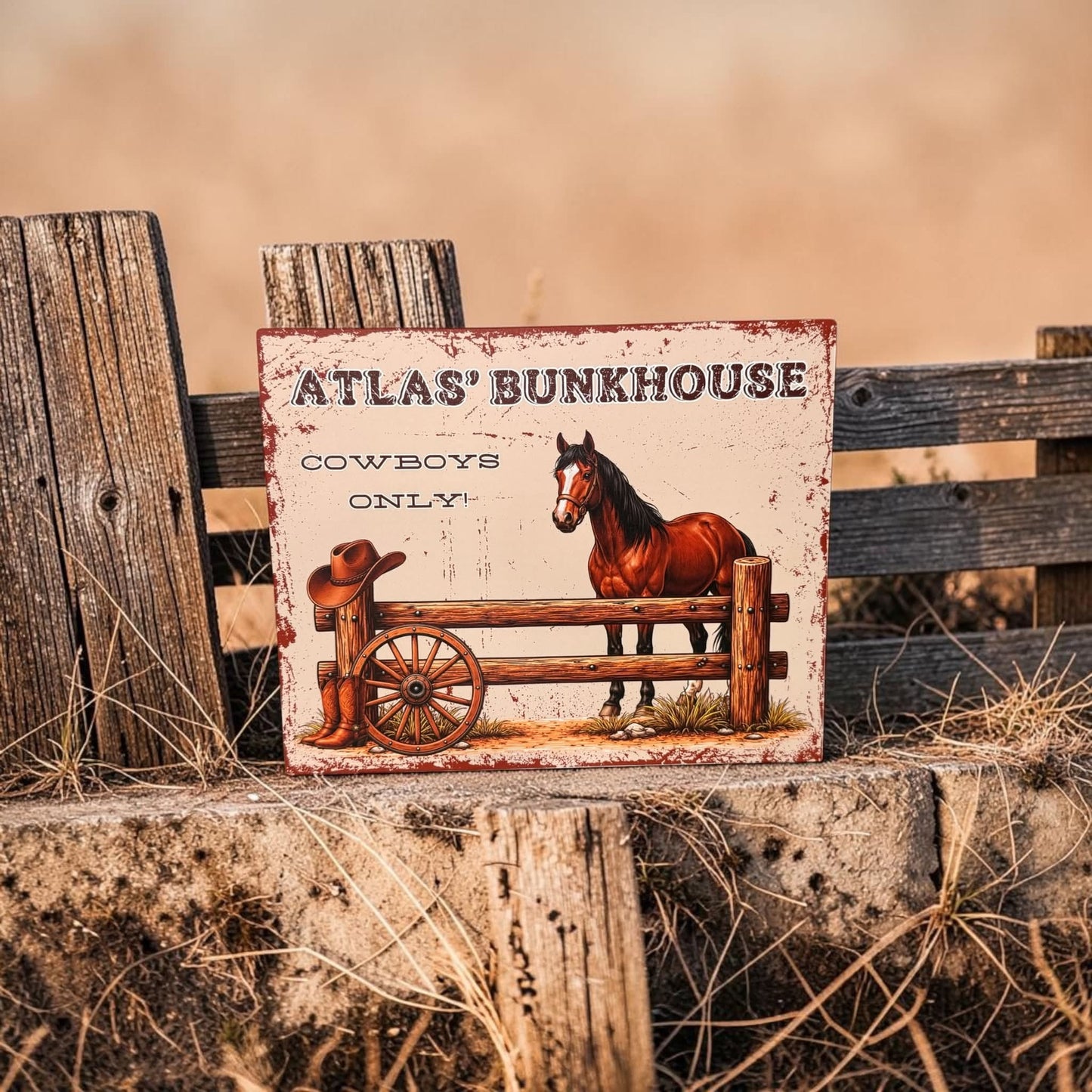Personalized Cowboy Bunkhouse Sign | Western Boys Room Sign | Custom Ranch Bedroom Decor