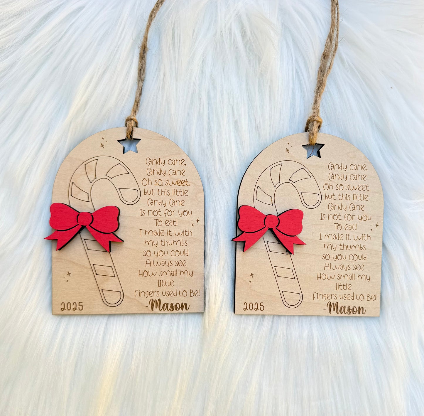 Candy Cane Fingerprint Keepsake Ornament – Personalized Christmas Craft for Kids