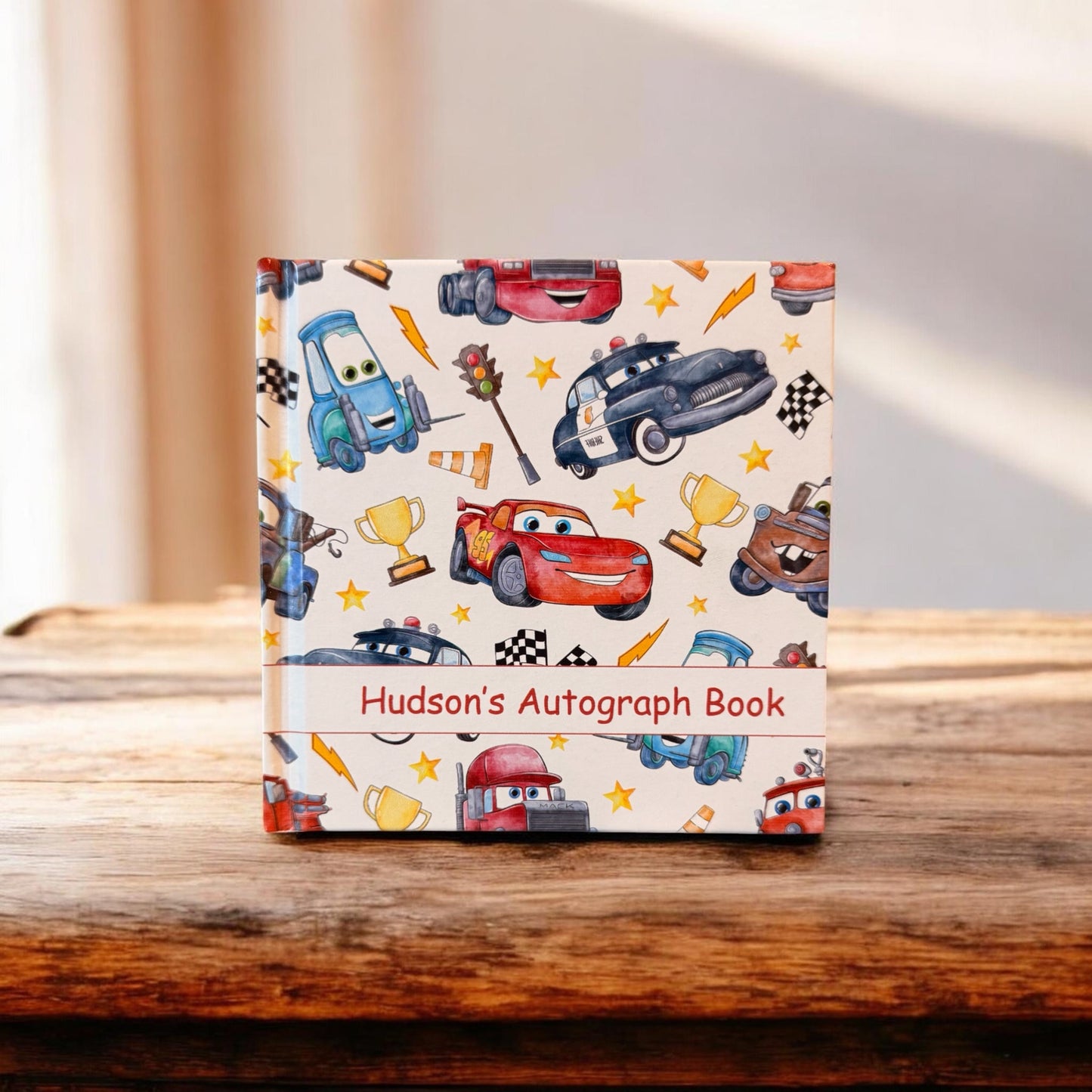 Personalized Cars Autograph Book – Custom Name Lightning McQueen Disney Trip Signature Book for Kids