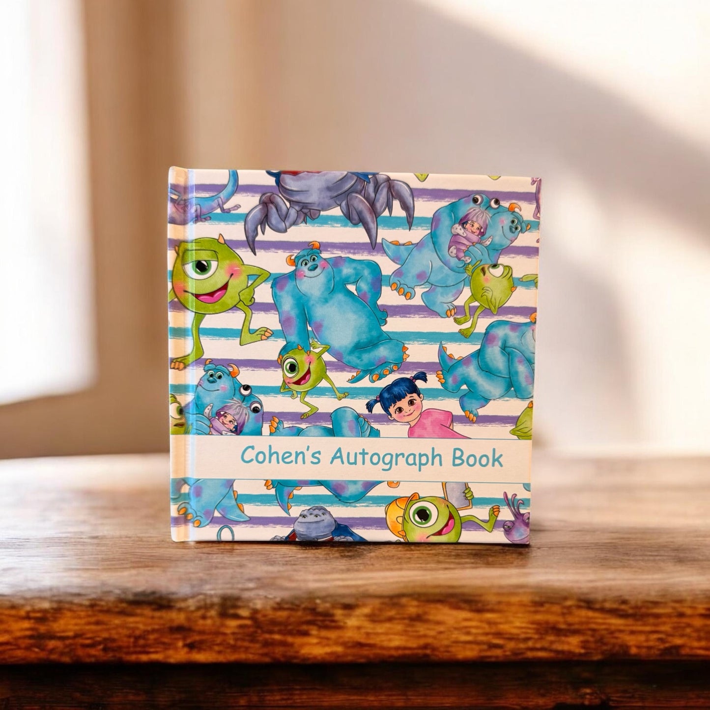 Personalized Monsters Inc Autograph Book – Boo, Sully & Mike Design, Custom Name Disney Trip Signature Book for Kids