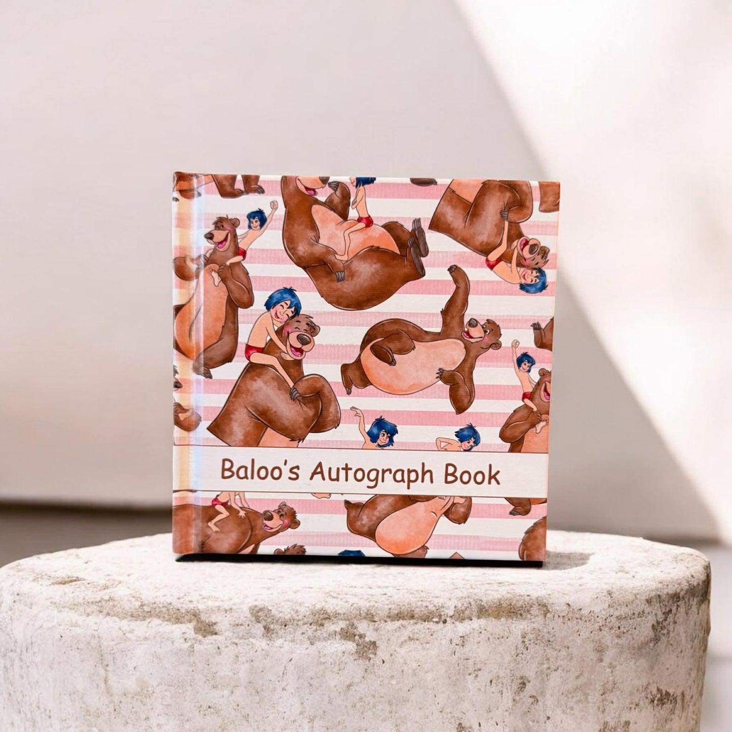 Personalized Jungle Book Autograph Book – Baloo & Mowgli Design, Custom Name Disney Trip Signature Book for Kids