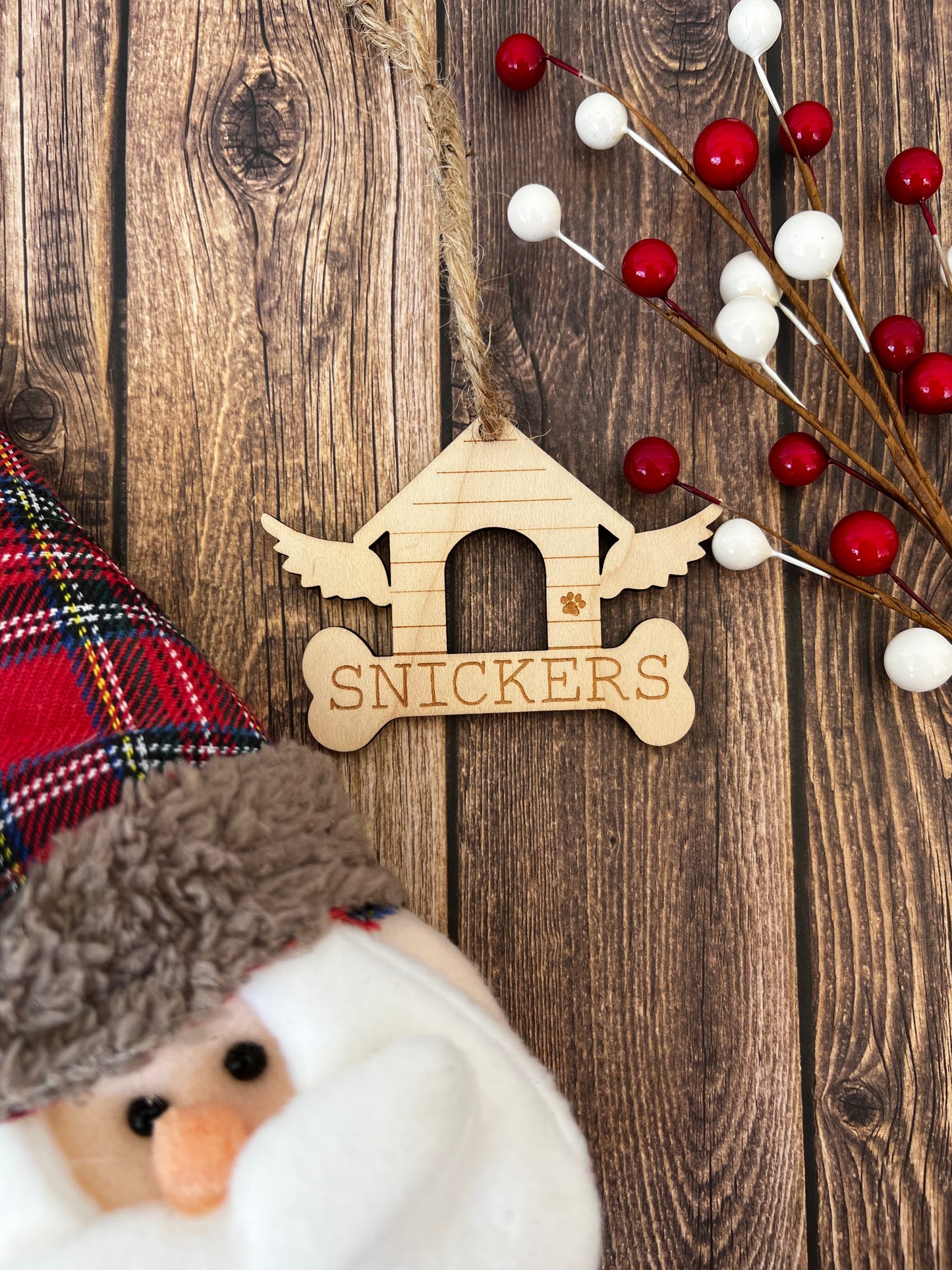 Custom Dog House with Bone & Angel Wings – Memorial Ornament – Fundraiser for Joey’s Paws