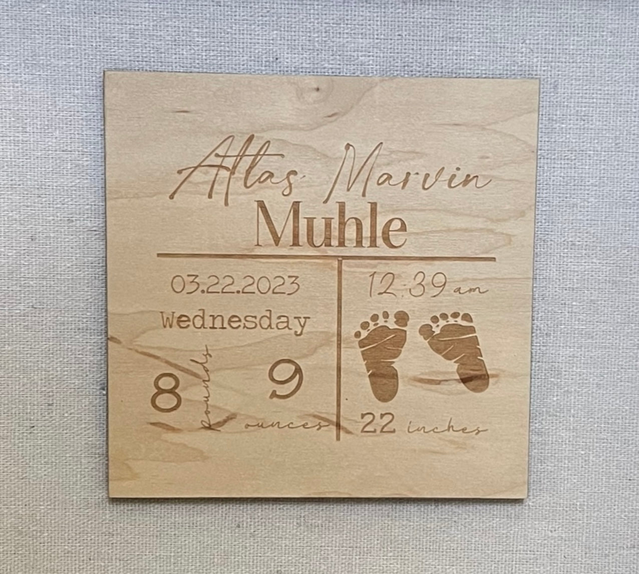 Custom Baby Birth Stats Shadow Box