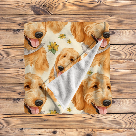 Yellow Goldendoodle Minky Blankets! So Soft!!