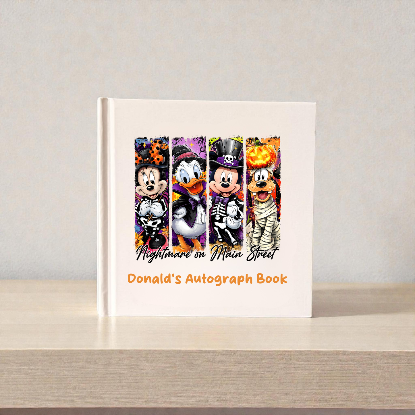 Personalized Nightmare on Main Street Halloween Autograph Book | Spooky Character Vacation Keepsake