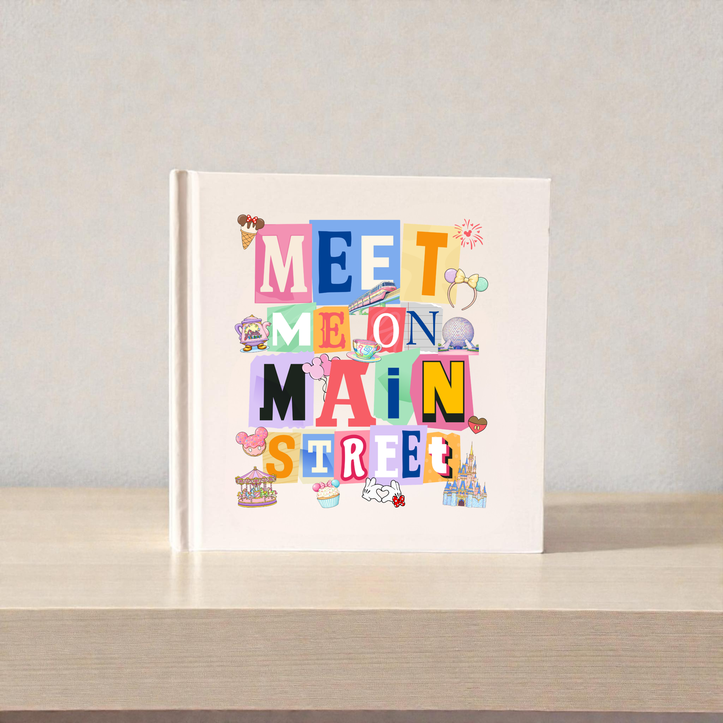 Personalized Main Street Autograph Book | Colorful Theme Park Vacation Keepsake