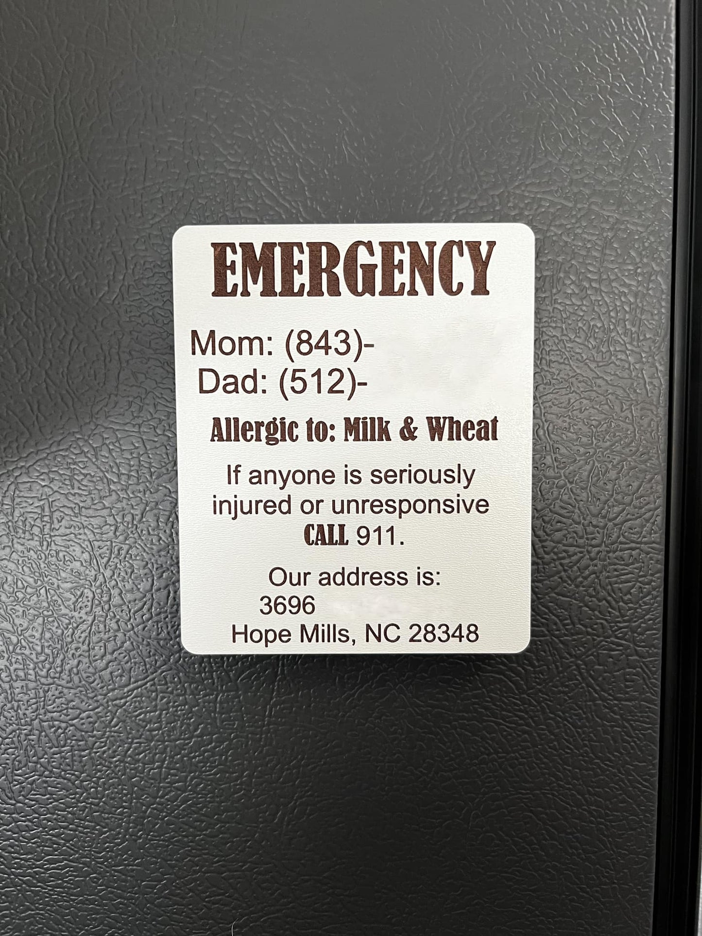 Emergency Information Magnet