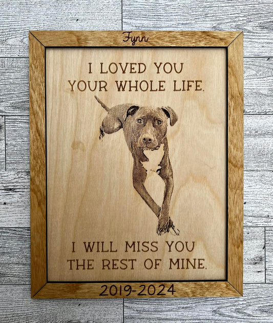 Custom Engraved 8" x 10" Memorial Pet Photo with Frame - Preserve Your Beloved Companion