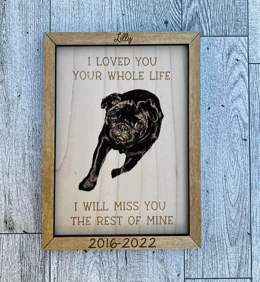 Custom Engraved 5" x 7" Memorial Pet Photo with Frame - Preserve Your Beloved Companion