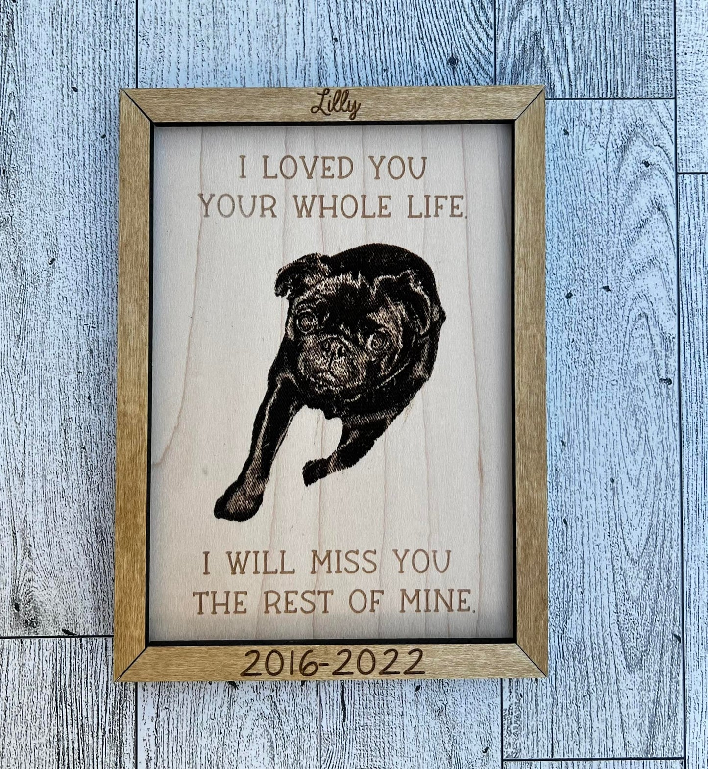 Custom Engraved 8" x 10" Memorial Pet Photo with Frame - Preserve Your Beloved Companion