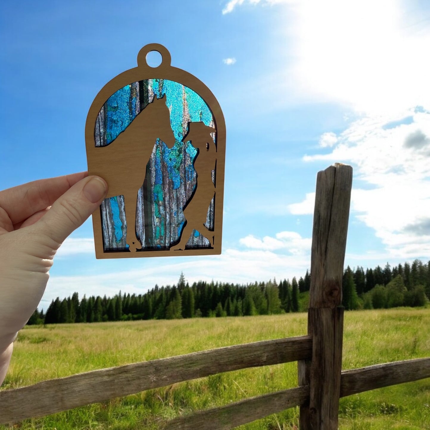 Cowgirl & Horse Car Charm – A Rustic Tribute to the Bond We Love