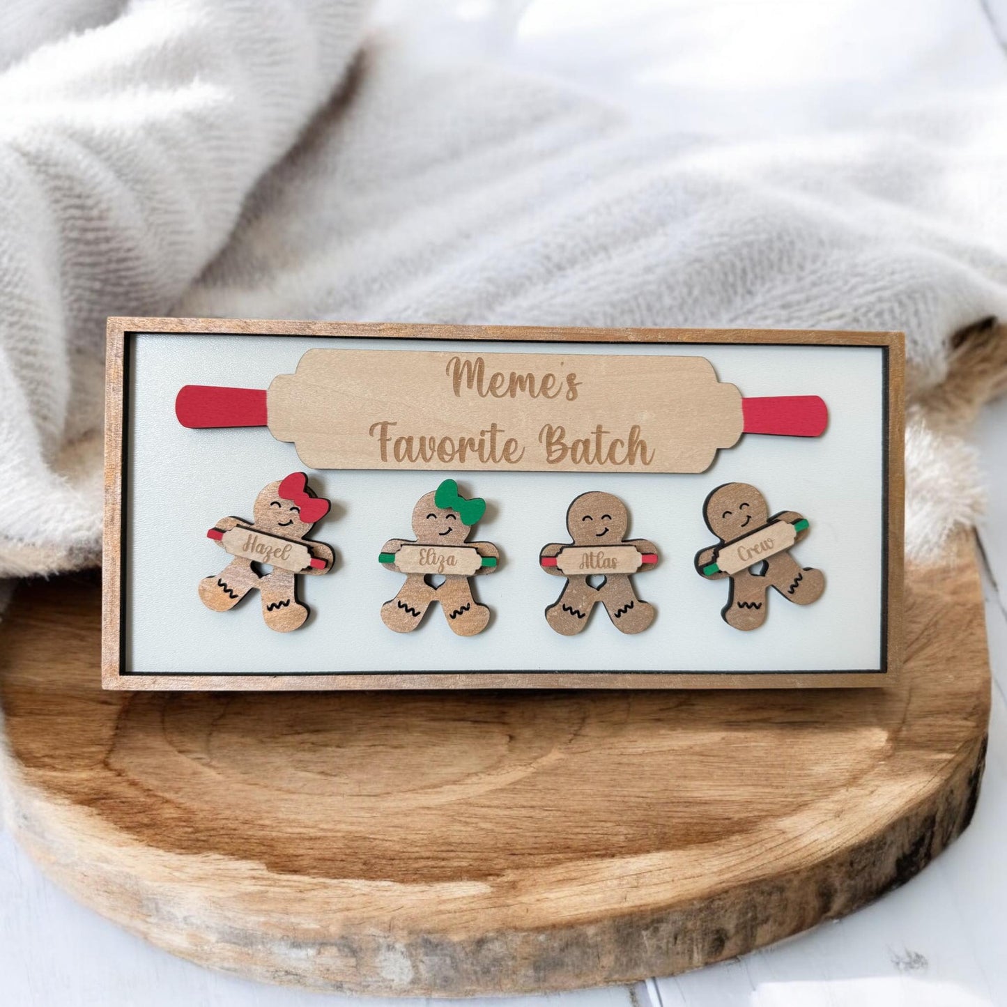 Custom "Grandma's Favorite Batch" Christmas Sign – Personalized Gingerbread Family