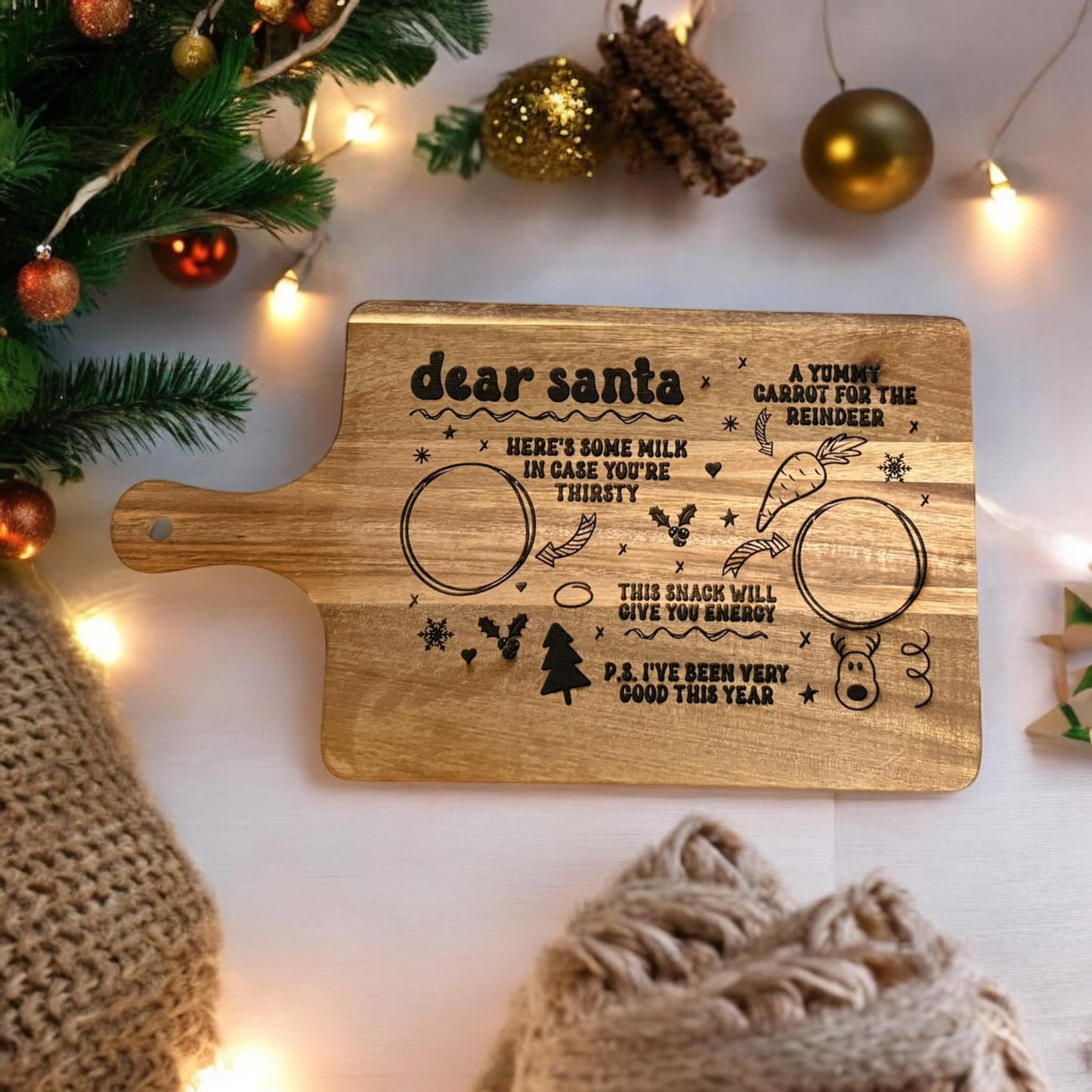 Custom Engraved "Dear Santa" Cutting Board