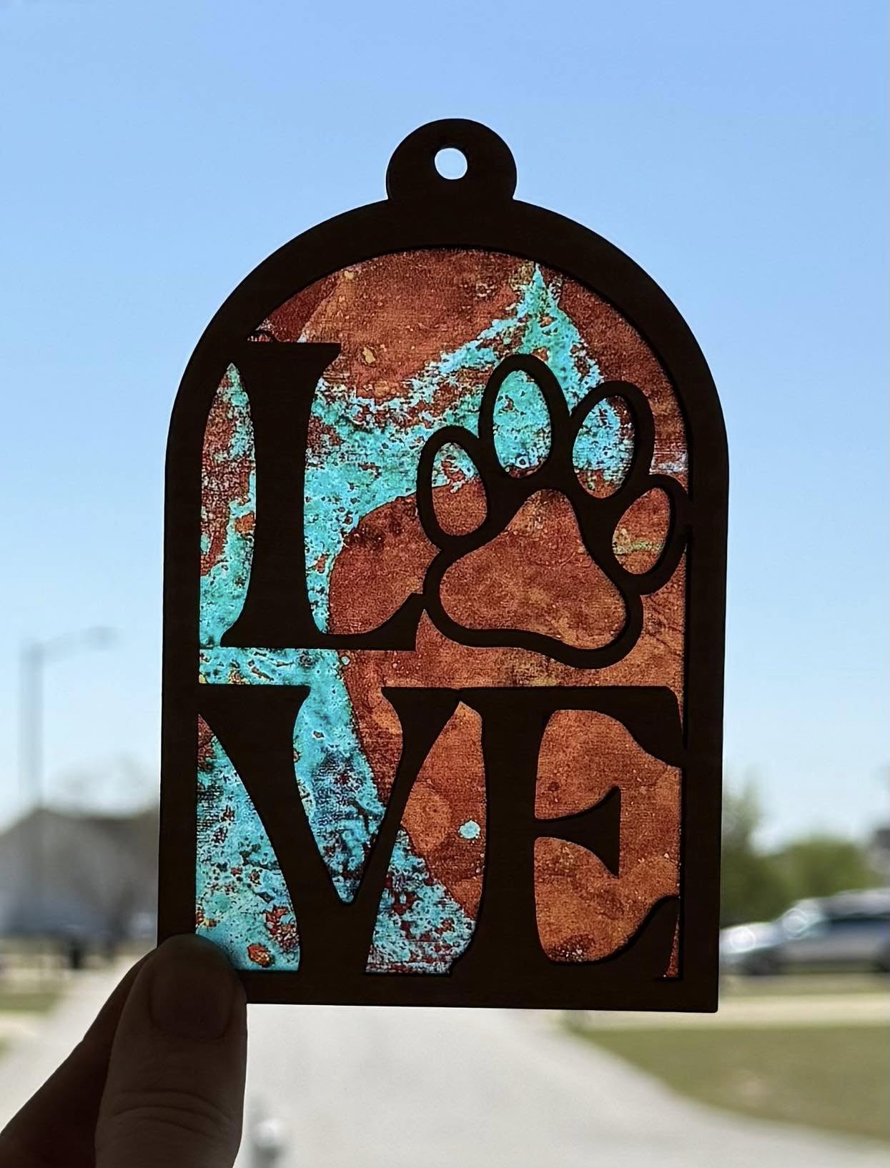LOVE Paw Print Sun Catcher – Customizable & Unique Design