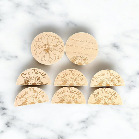 Sunflower Baby Milestone Set – Includes Personalized Name Sign Celebrate Your Little Ray of Sunshine