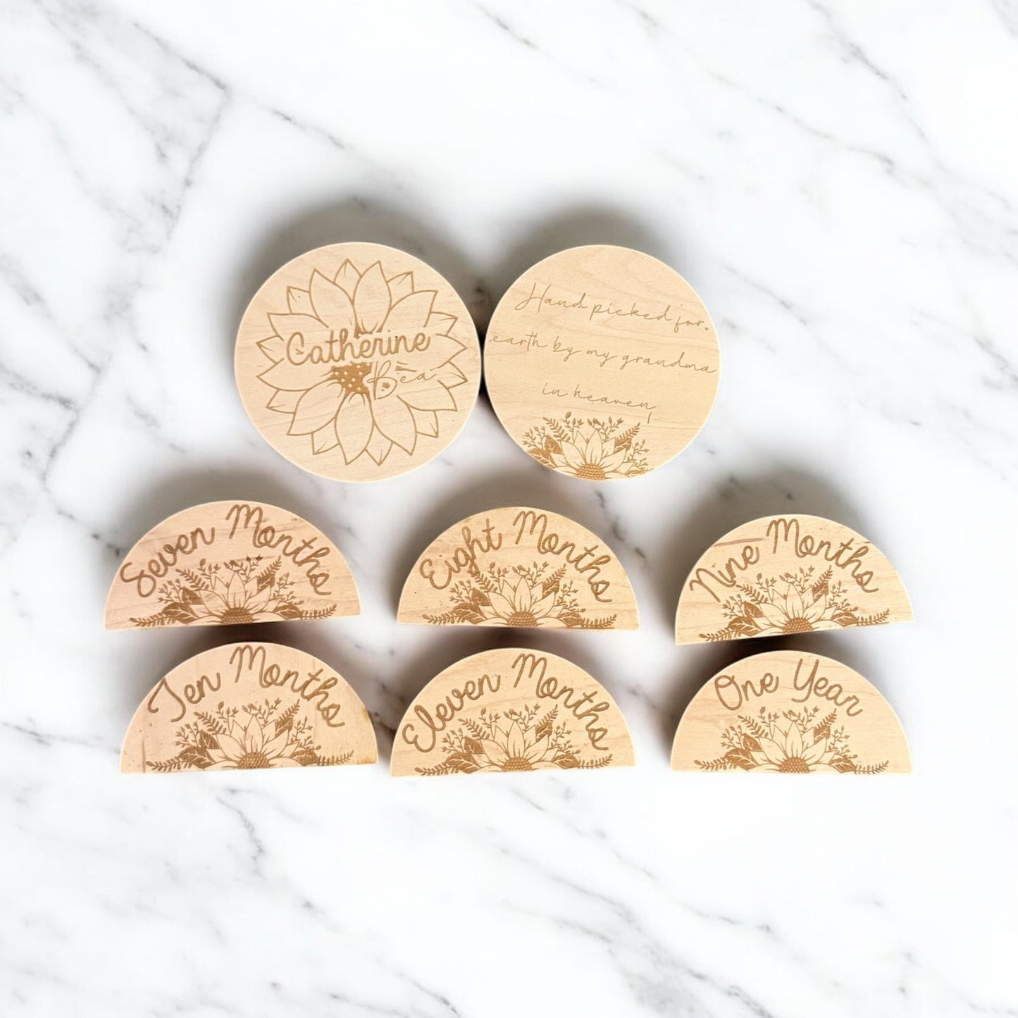 Sunflower Baby Milestone Set – Includes Personalized Name Sign Celebrate Your Little Ray of Sunshine