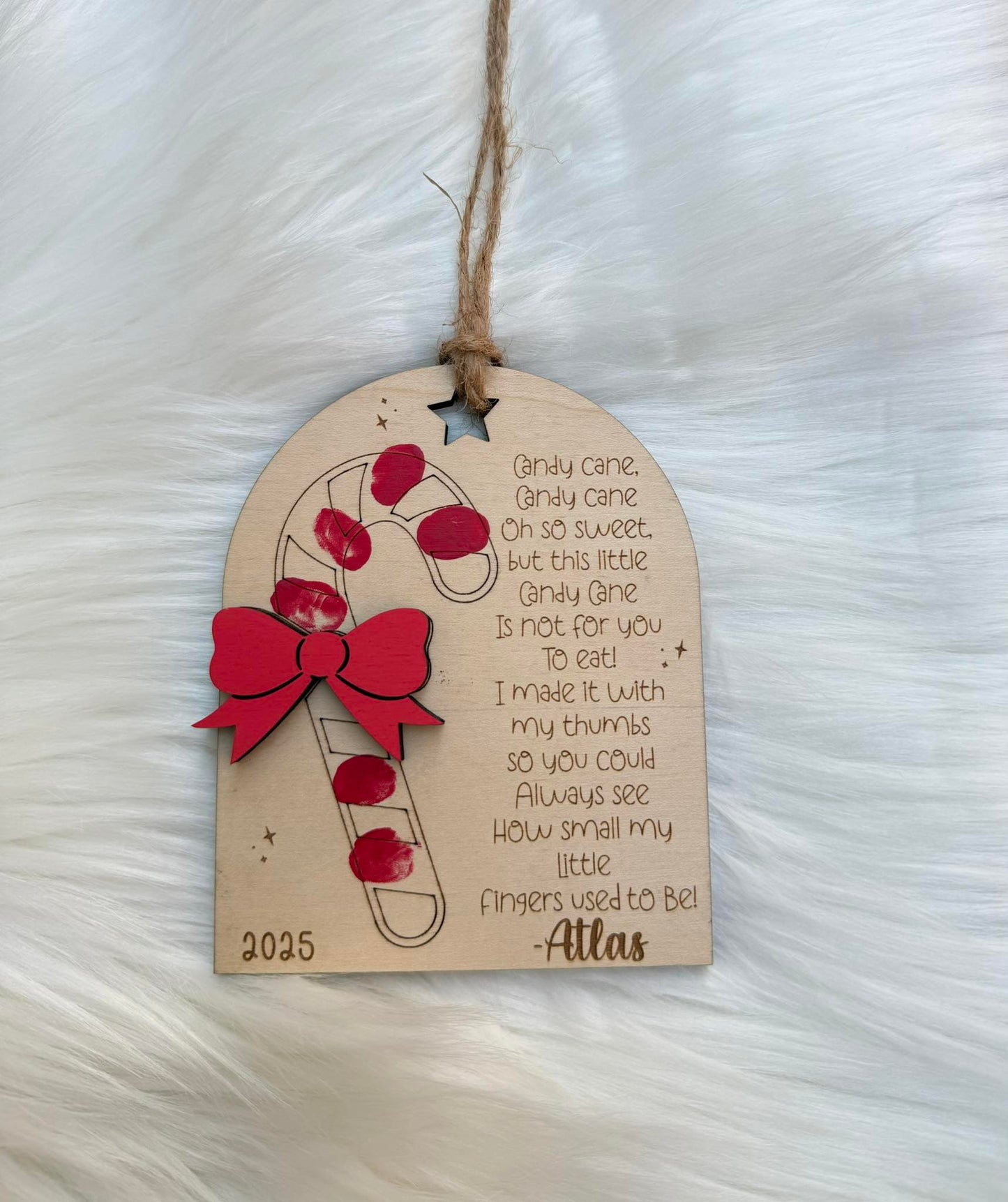 Candy Cane Fingerprint Keepsake Ornament – Personalized Christmas Craft for Kids