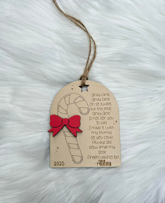 Candy Cane Fingerprint Keepsake Ornament – Personalized Christmas Craft for Kids