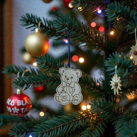 Teddy Bear “First Christmas” Ornament – Personalized Baby Keepsake