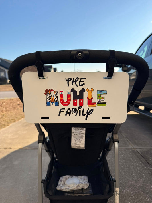 Custom Stroller Name Sign – Personalized with Themed Characters