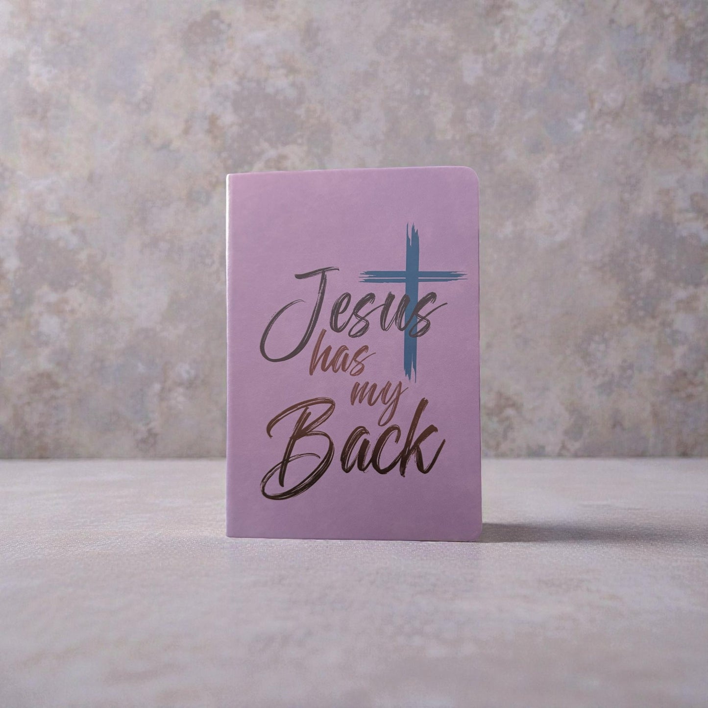 “Jesus Has My Back” Leather Journal – Faith-Inspired Notebook with Cross