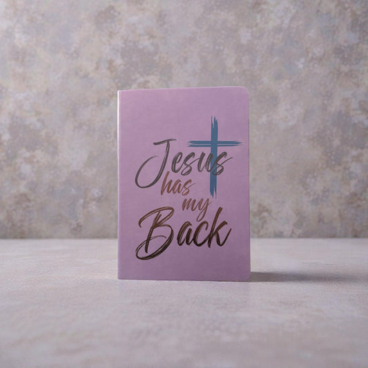 “Jesus Has My Back” Leather Journal – Faith-Inspired Notebook with Cross