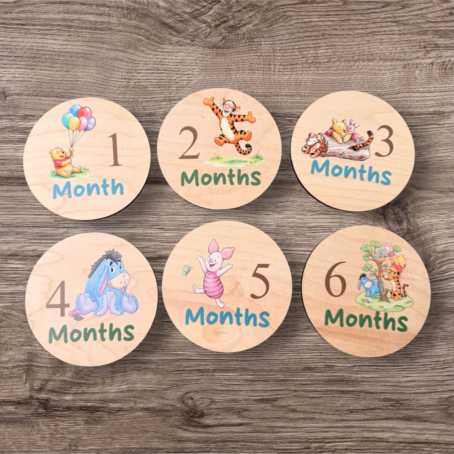 Winnie the Pooh Baby Milestone Discs | Double-Sided Monthly Milestone Set | Baby’s First Year Photo Props