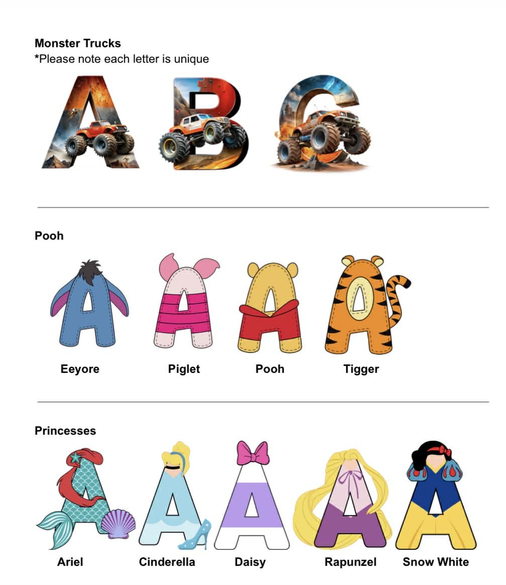 Custom Stroller Name Sign – Personalized with Themed Characters