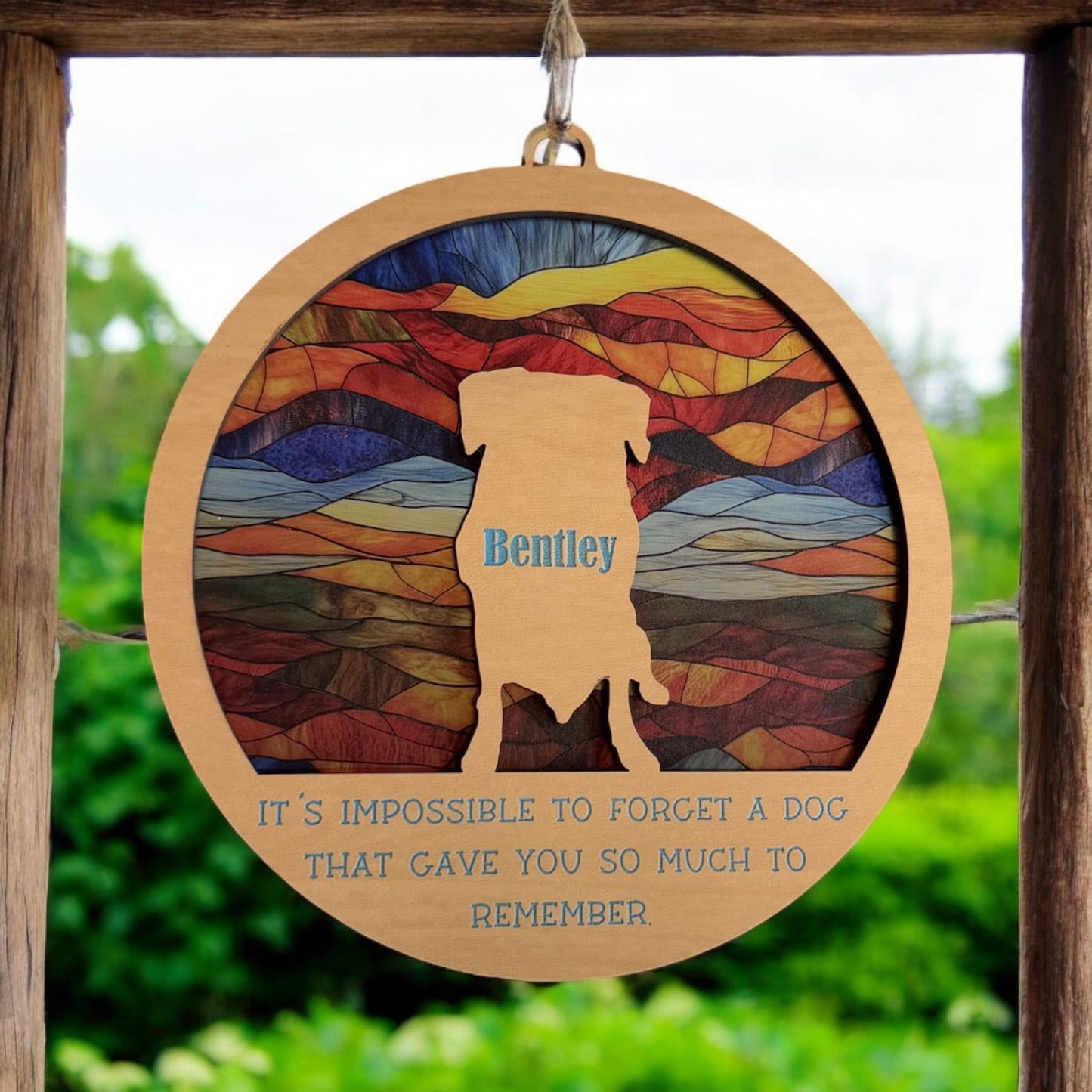 Custom Pet Memorial Sun Catcher - Personalized Silhouette, Name & Quote