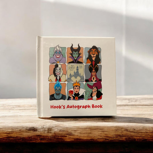 Personalized Disney Villains Autograph Book – Custom Name Villains Grid Design, Disney Trip Signature Book for Kids