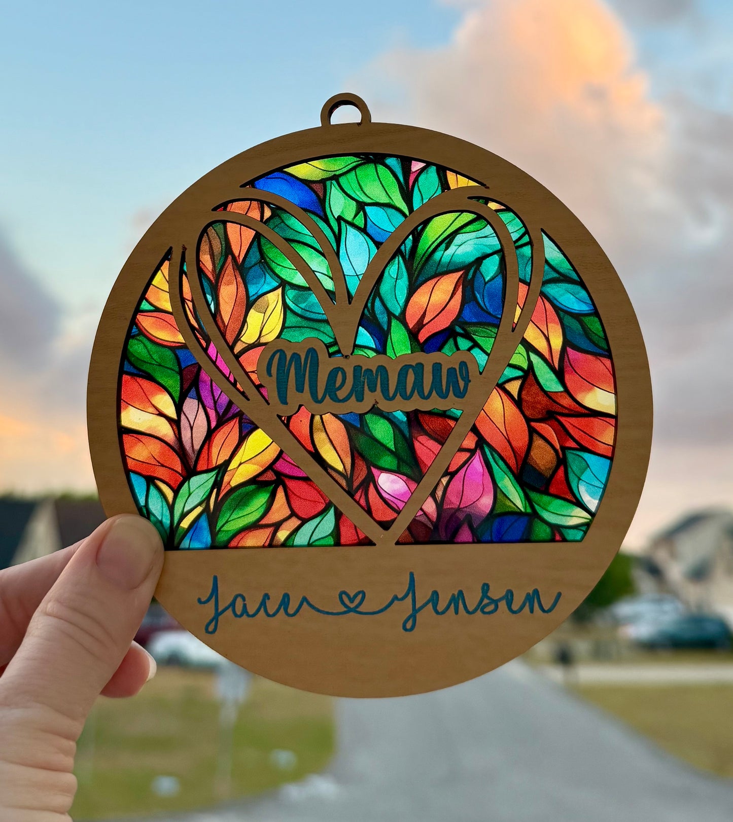 Custom Heart Sun Catcher – A Shimmering Tribute for Mother’s Day