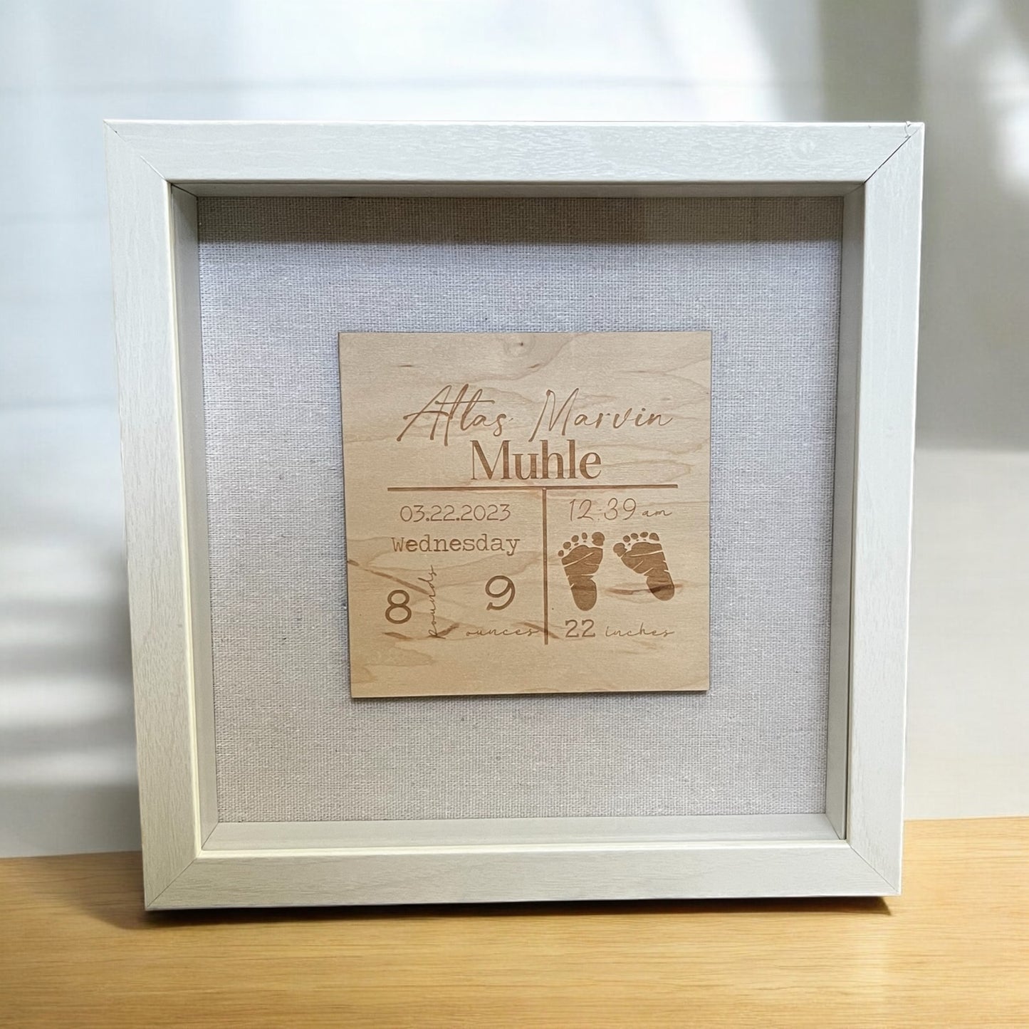 Custom Baby Birth Stats Shadow Box