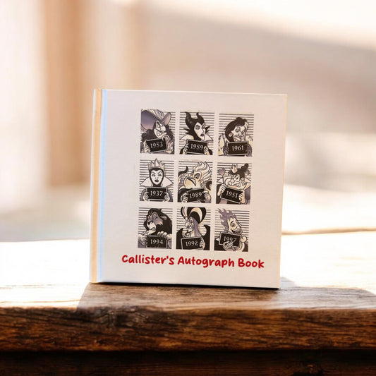 Personalized Disney Villains Autograph Book – Mugshot Style Villains Design, Custom Name Disney Trip Signature Book