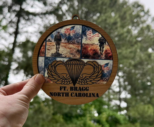 Army Paratrooper Sun Catcher – Custom Military Tribute | Personalized with Post Name