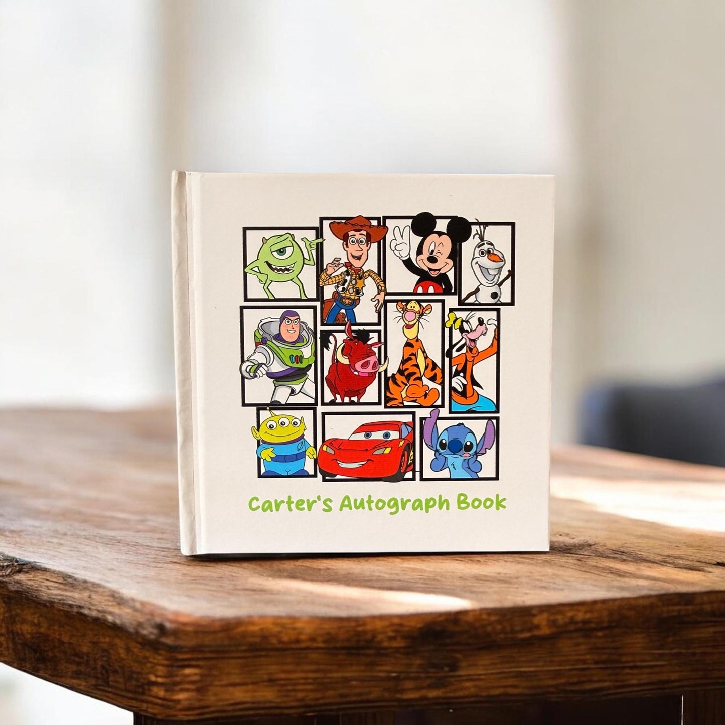 Disney Pixar Autograph Book, Custom Name Keepsake, Mickey Pixar Characters Book, Toy Story Cars Monsters Inc Stitch Kids Souvenir