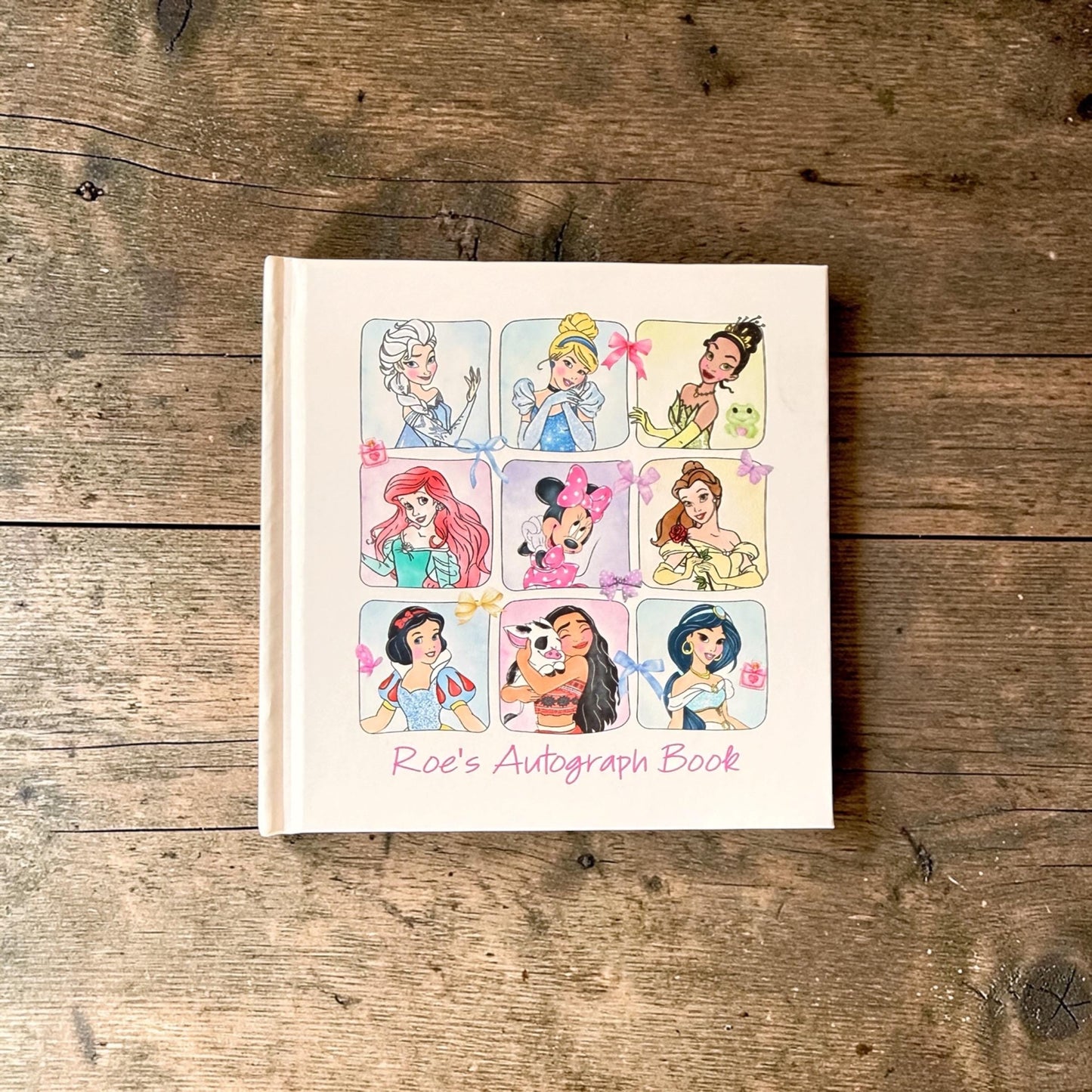Minnie & Disney Princess Autograph Book, Custom Name Autograph Book, Disney Vacation Gift for Girls, Princess Memory Book