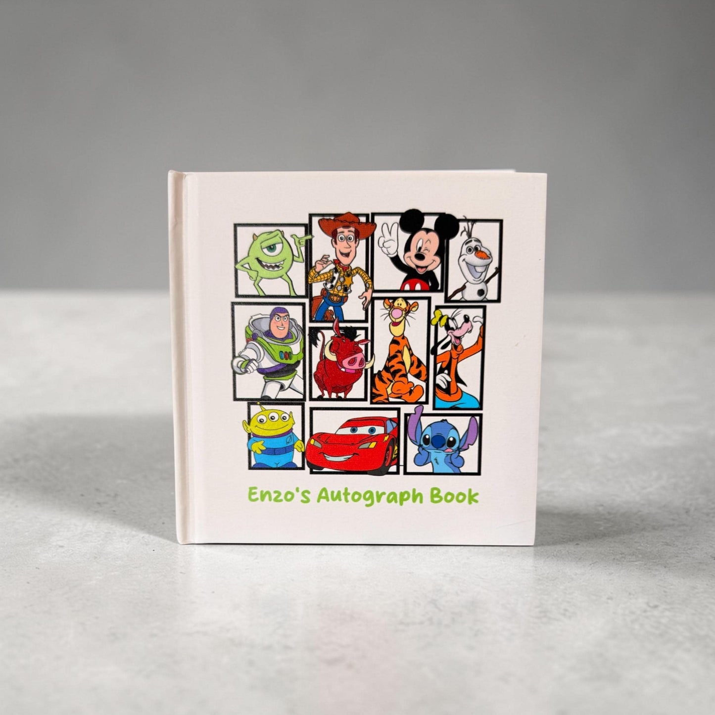 Disney Pixar Autograph Book, Custom Name Keepsake, Mickey Pixar Characters Book, Toy Story Cars Monsters Inc Stitch Kids Souvenir