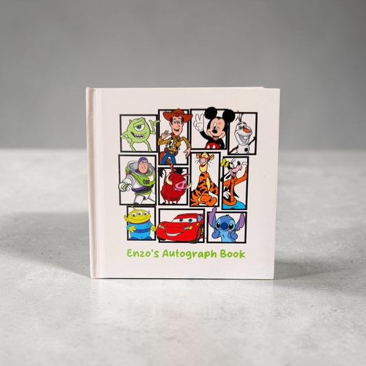 Disney Pixar Autograph Book, Custom Name Keepsake, Mickey Pixar Characters Book, Toy Story Cars Monsters Inc Stitch Kids Souvenir