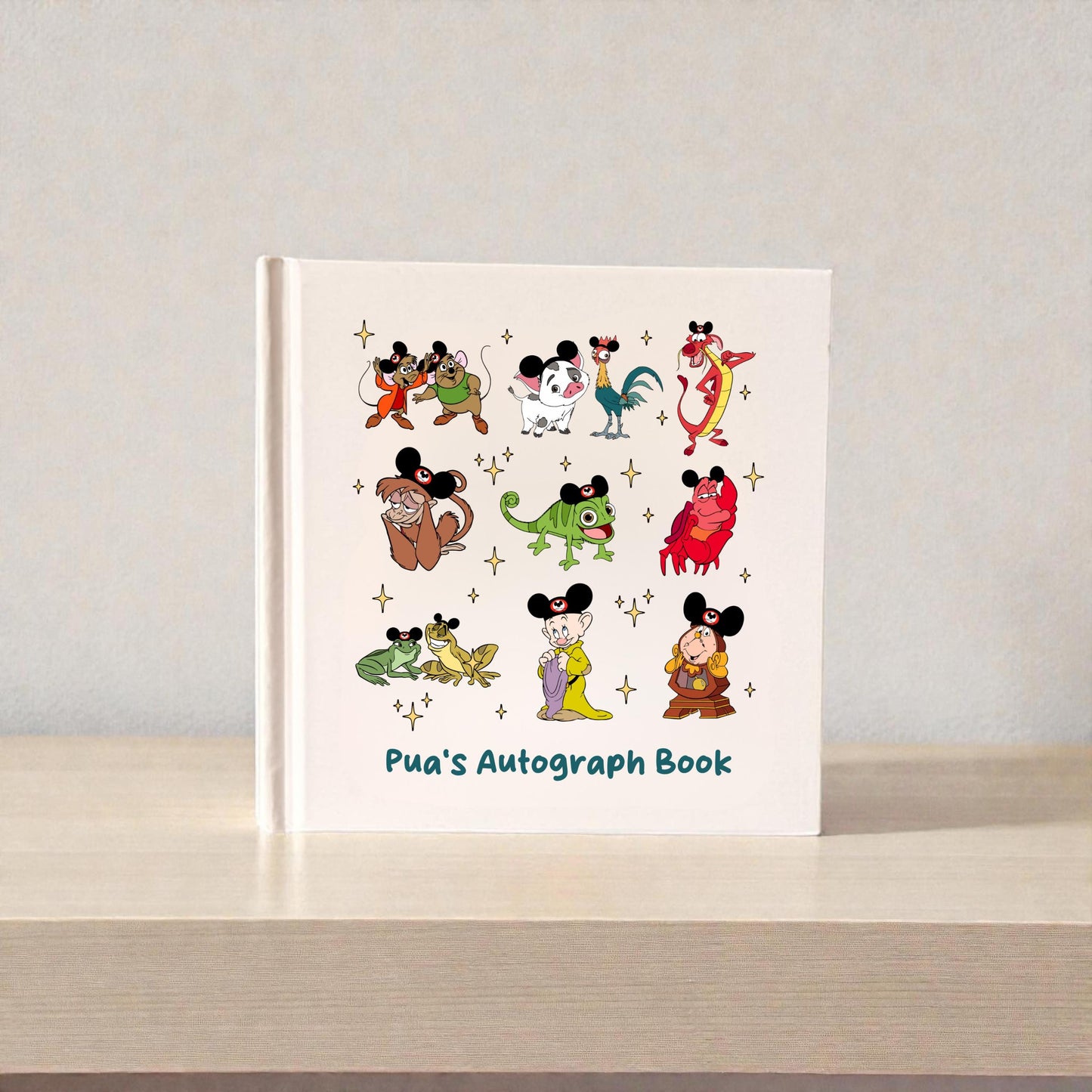 Personalized Disney Sidekicks Autograph Book, Cute Disney Characters Keepsake, Park Trip Gift for Kids