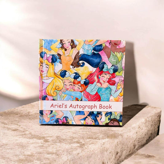 Personalized Disney Princess Autograph Book – Princesses with Mickey Ears Cover, Custom Name Disney Trip Signature Book for Kids