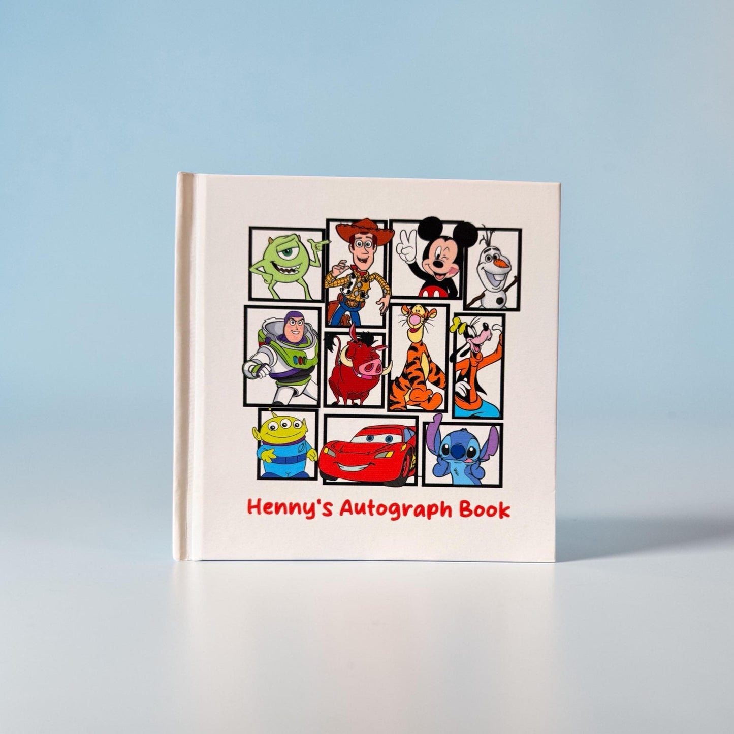 Disney Pixar Autograph Book, Custom Name Keepsake, Mickey Pixar Characters Book, Toy Story Cars Monsters Inc Stitch Kids Souvenir