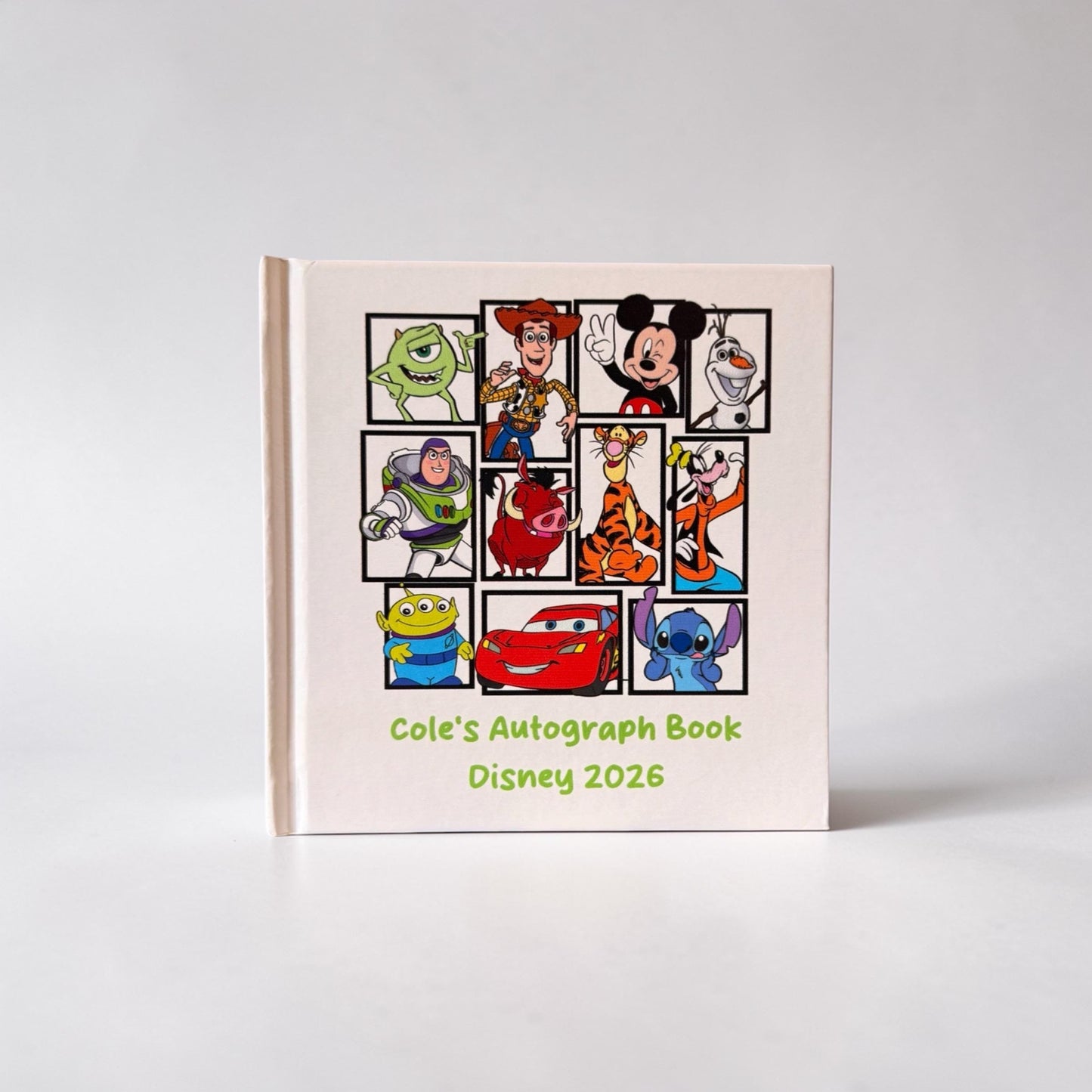 Disney Pixar Autograph Book, Custom Name Keepsake, Mickey Pixar Characters Book, Toy Story Cars Monsters Inc Stitch Kids Souvenir