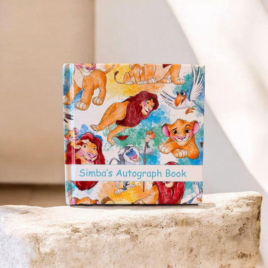 Personalized Lion King Autograph Book – Custom Name Disney Trip Signature Book, Safari Pride Lands Keepsake for Kids