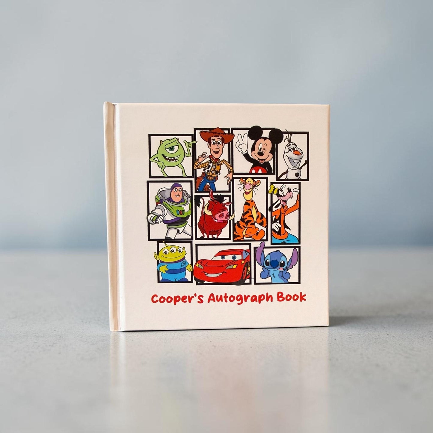 Disney Pixar Autograph Book, Custom Name Keepsake, Mickey Pixar Characters Book, Toy Story Cars Monsters Inc Stitch Kids Souvenir