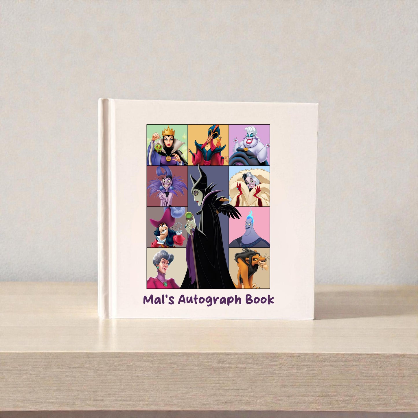 Personalized Disney Villains Autograph Book – Maleficent Centerpiece Design, Custom Name Disney Trip Signature Book
